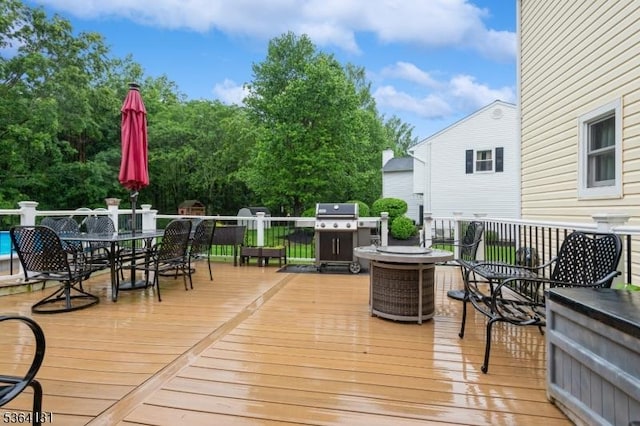 505 Sheppard Ct, Hillsborough Twp, NJ 08844 - wooden terrace featuring outdoor dining area and a grill