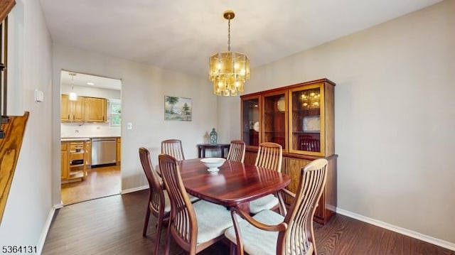 505 Sheppard Ct, Hillsborough Twp, NJ 08844 - dining area featuring a chandelier and dark wood-style floors