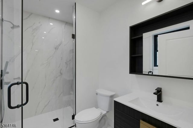 21 W Cliff St, Somerville Boro, NJ 08876 - full bathroom featuring vanity, a marble finish shower, and recessed lighting