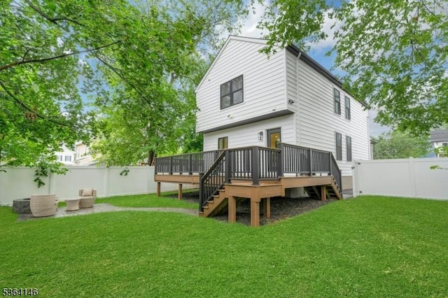 21 W Cliff St, Somerville Boro, NJ 08876 - rear view of house with stairs, a fenced backyard, and a deck