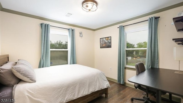 165 Rock Rd W, Green Brook Twp, NJ 08812 - bedroom featuring ornamental molding and dark wood-style flooring