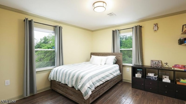 165 Rock Rd W, Green Brook Twp, NJ 08812 - bedroom featuring ornamental molding, multiple windows, and hardwood / wood-style flooring
