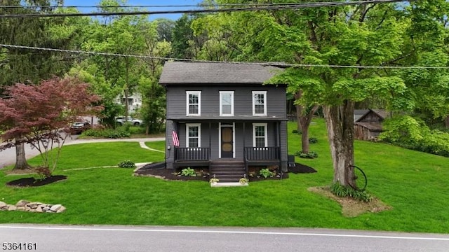 132 Axford Ave, Oxford Twp, NJ 07863 - view of front of house with covered porch and a front lawn