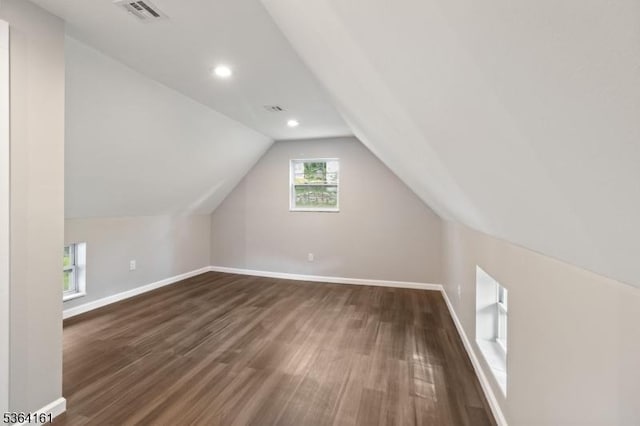 132 Axford Ave, Oxford Twp, NJ 07863 - additional living space with dark wood finished floors, baseboards, lofted ceiling, and recessed lighting