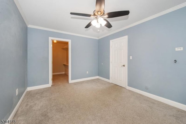 37 Hill St Unit A1, Morristown Town, NJ 07960 - empty room featuring crown molding, carpet, and a ceiling fan