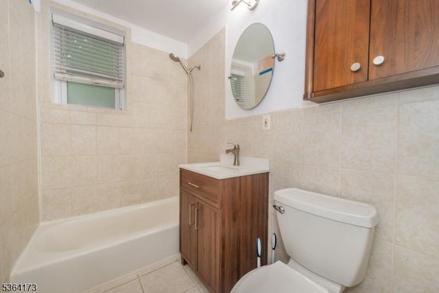 37 Hill St Unit A1, Morristown Town, NJ 07960 - full bathroom featuring vanity, shower / tub combination, tile patterned flooring, and tile walls