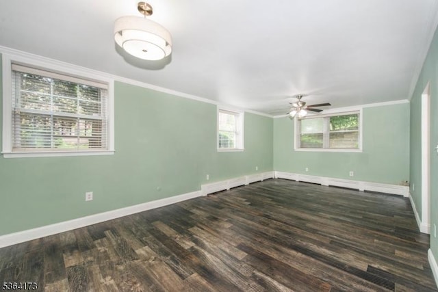 37 Hill St Unit A1, Morristown Town, NJ 07960 - spare room featuring a ceiling fan, crown molding, and wood finished floors