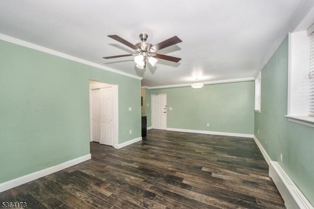 37 Hill St Unit A1, Morristown Town, NJ 07960 - unfurnished room featuring a ceiling fan, ornamental molding, and wood finished floors