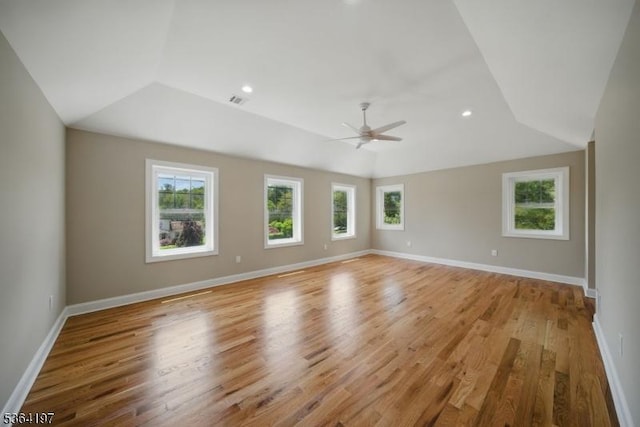 181 Randolph Ave, Mine Hill Twp, NJ 07803 - unfurnished room featuring vaulted ceiling, ceiling fan, light wood-style floors, and recessed lighting