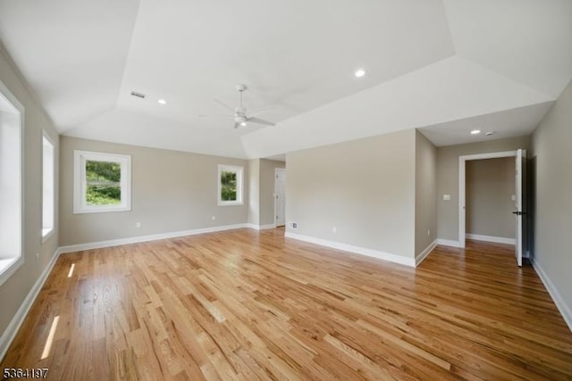 181 Randolph Ave, Mine Hill Twp, NJ 07803 - spare room with a ceiling fan, light wood-style flooring, lofted ceiling, and recessed lighting