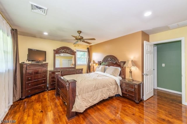 11 Putters Rd, Roxbury Twp, NJ 07876 - bedroom with dark wood-style flooring, a ceiling fan, and recessed lighting