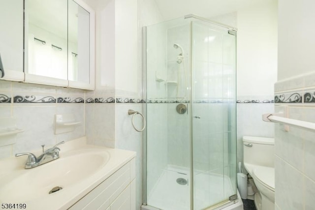 11 Putters Rd, Roxbury Twp, NJ 07876 - full bathroom with tile walls, a shower stall, and vanity