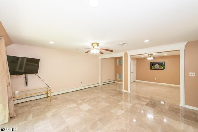 11 Putters Rd, Roxbury Twp, NJ 07876 - unfurnished living room featuring ceiling fan and recessed lighting