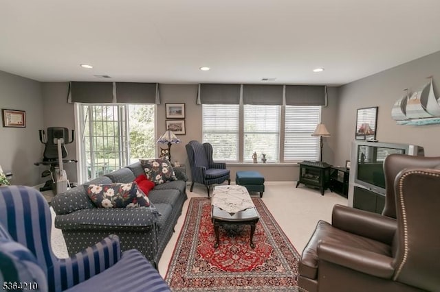 3 Indigo Rd, Allamuchy Twp, NJ 07840 - living area featuring carpet floors, healthy amount of natural light, and recessed lighting
