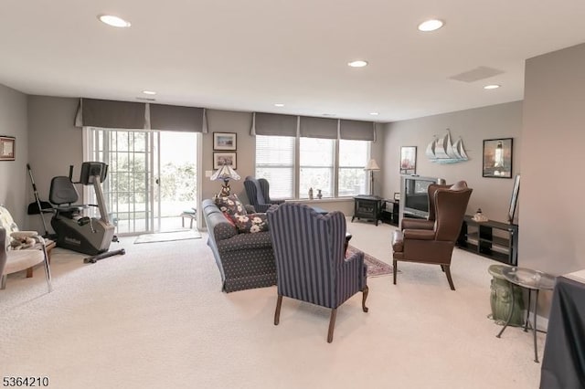 3 Indigo Rd, Allamuchy Twp, NJ 07840 - living area featuring light colored carpet, plenty of natural light, and recessed lighting
