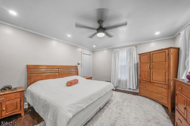 129 S Munn Ave, East Orange City, NJ 07018 - bedroom featuring ornamental molding, recessed lighting, and ceiling fan