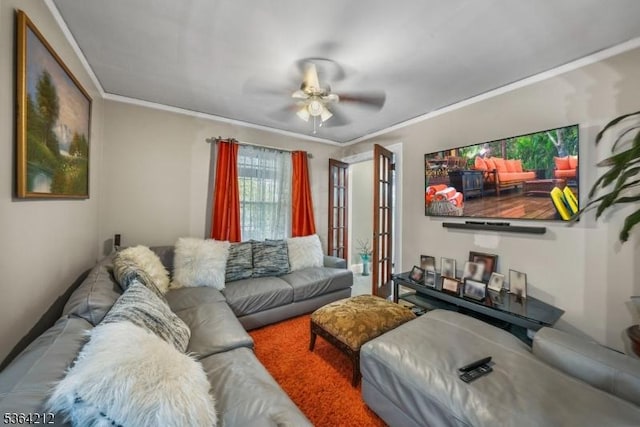 129 S Munn Ave, East Orange City, NJ 07018 - living room featuring a ceiling fan and ornamental molding