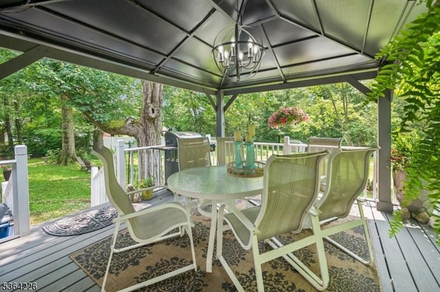 1707 Valley Rd, Long Hill Twp, NJ 07946 - wooden deck with a gazebo, outdoor dining area, and area for grilling