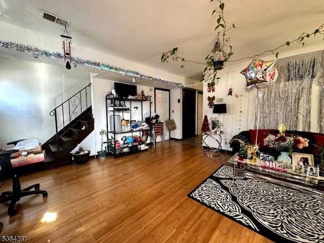 33 Fisher Ave, Bound Brook Boro, NJ 08805 - living room featuring stairs and wood finished floors