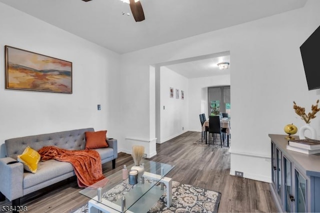 1332 Maple Ter, Rahway City, NJ 07065 - living room with wood finished floors and a ceiling fan