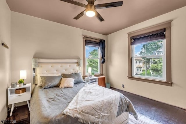 1332 Maple Ter, Rahway City, NJ 07065 - bedroom featuring multiple windows, radiator heating unit, and ceiling fan