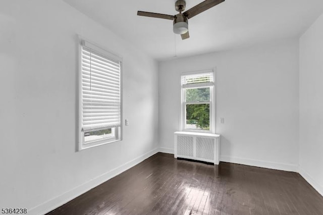1332 Maple Ter, Rahway City, NJ 07065 - empty room featuring radiator, wood-type flooring, and ceiling fan