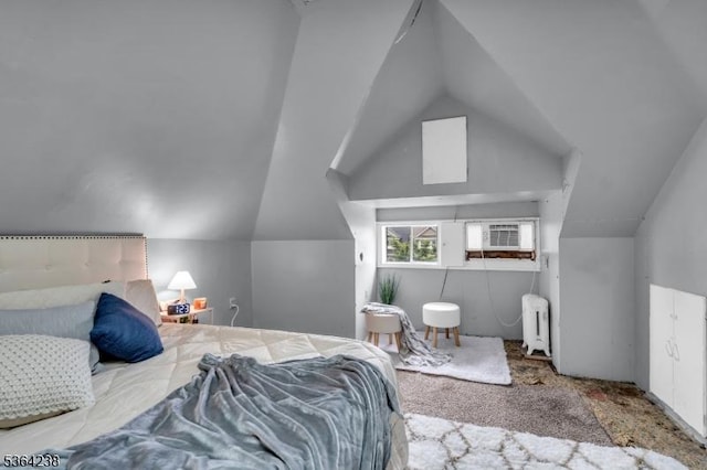 1332 Maple Ter, Rahway City, NJ 07065 - bedroom with radiator heating unit, vaulted ceiling, and carpet flooring
