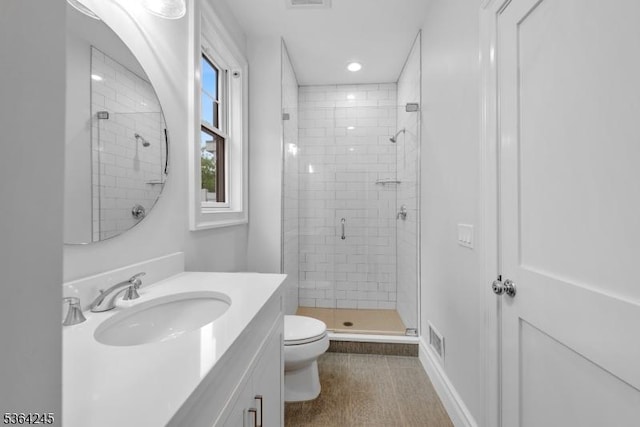 4 Hanover Rd Unit 1, Florham Park Boro, NJ 07932 - bathroom featuring a shower stall, vanity, and recessed lighting