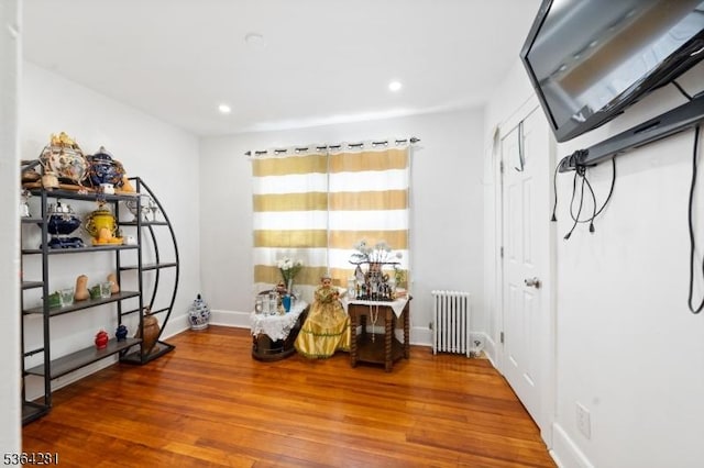 684 Harrison St, Rahway City, NJ 07065 - misc room featuring radiator, wood finished floors, and recessed lighting