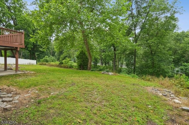 13 Susquehanna Ln, Knowlton Twp, NJ 07832 - view of grassy yard with a wooden deck