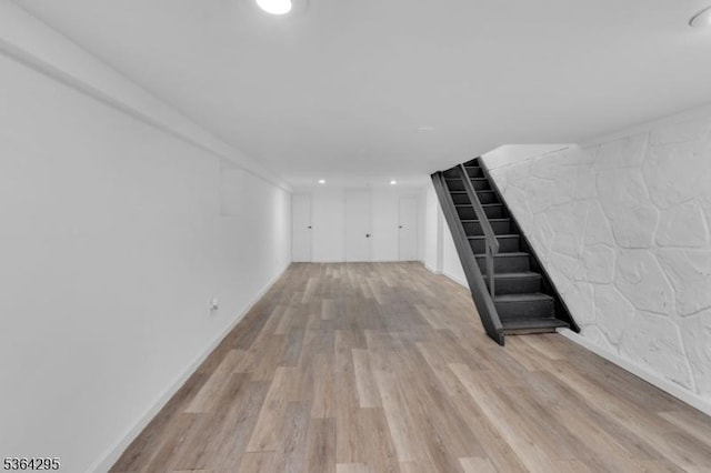 158 Catherine St Unit A/B, Elizabeth City, NJ 07201 - finished basement featuring stairway, wood finished floors, and recessed lighting