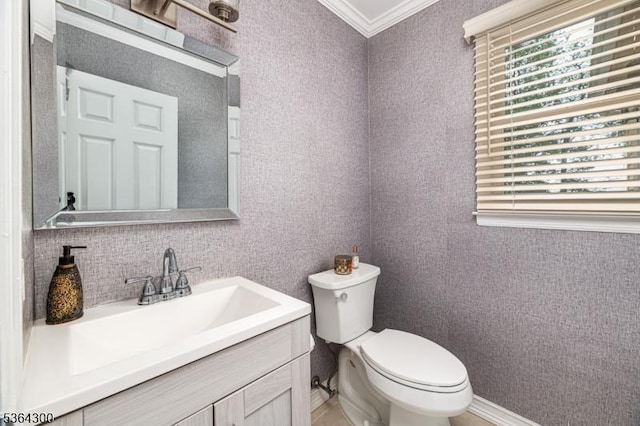 1 Warwick Dr, Washington Twp, NJ 07853 - bathroom with healthy amount of natural light, ornamental molding, and vanity