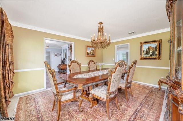 1 Warwick Dr, Washington Twp, NJ 07853 - dining room with a chandelier and ornamental molding