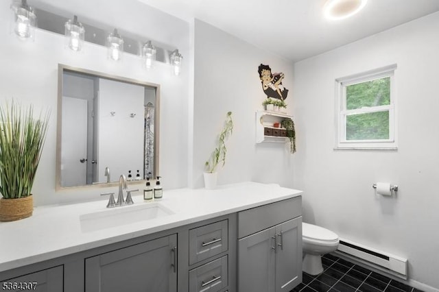 322 Richard Mine Rd Unit H3, Rockaway Twp, NJ 07885 - full bath with a baseboard radiator, vanity, and tile patterned floors