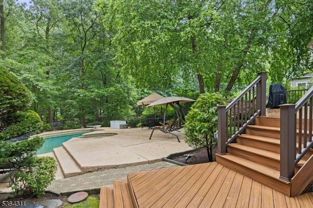 2242 Shawnee Path, Scotch Plains Twp, NJ 07076 - deck featuring stairs, a patio area, and an in-ground hot tub