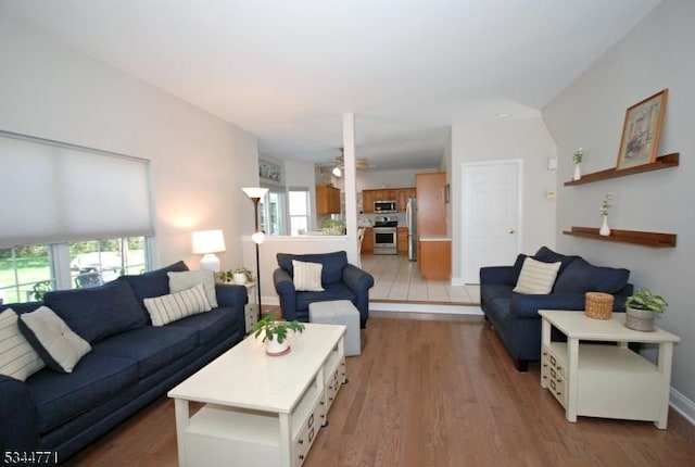 58 Greenbrook Rd, Green Brook Twp, NJ 08812 - living room featuring light wood finished floors and a ceiling fan