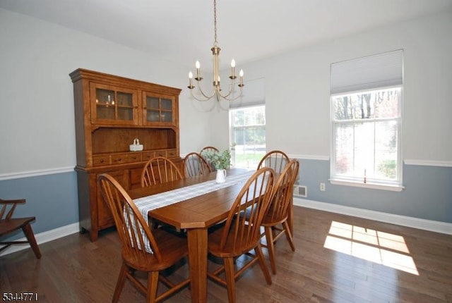 58 Greenbrook Rd, Green Brook Twp, NJ 08812 - dining space with a chandelier and dark wood-style flooring