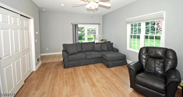 58 Greenbrook Rd, Green Brook Twp, NJ 08812 - living room featuring ceiling fan, healthy amount of natural light, and light wood-style floors