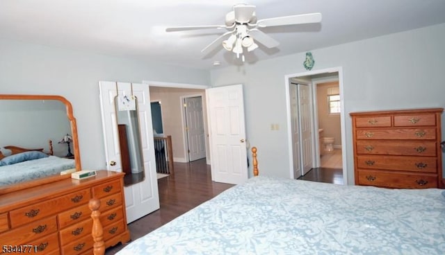 58 Greenbrook Rd, Green Brook Twp, NJ 08812 - bedroom featuring dark wood finished floors, ceiling fan, and ensuite bath