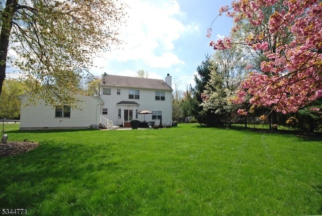 58 Greenbrook Rd, Green Brook Twp, NJ 08812 - rear view of property featuring a chimney and a lawn