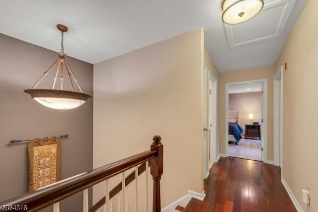 7 Whalen Ct, West Orange Twp, NJ 07052 - hall featuring an upstairs landing, attic access, and dark wood finished floors