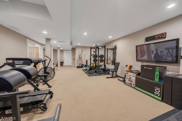 7 Whalen Ct, West Orange Twp, NJ 07052 - workout room featuring carpet flooring and recessed lighting