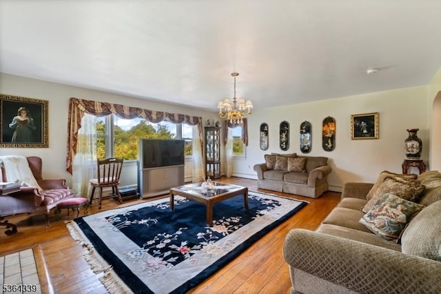 87 S Ridgedale Ave, East Hanover Twp, NJ 07936 - living room with a chandelier and hardwood / wood-style flooring