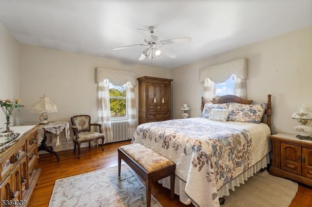 87 S Ridgedale Ave, East Hanover Twp, NJ 07936 - bedroom featuring wood finished floors, radiator heating unit, and ceiling fan