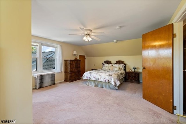87 S Ridgedale Ave, East Hanover Twp, NJ 07936 - bedroom with radiator, carpet, a ceiling fan, and vaulted ceiling