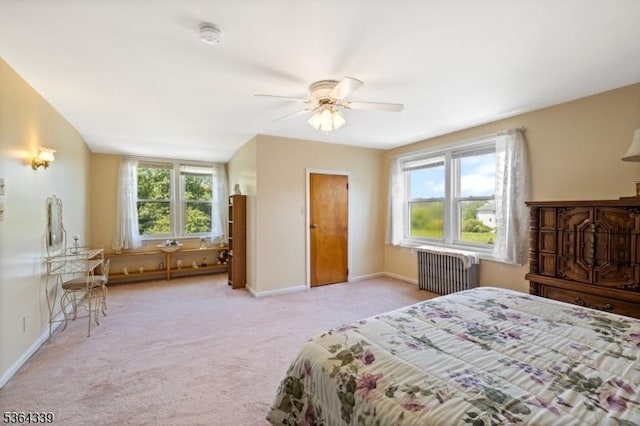 87 S Ridgedale Ave, East Hanover Twp, NJ 07936 - bedroom with radiator heating unit, light carpet, and a ceiling fan
