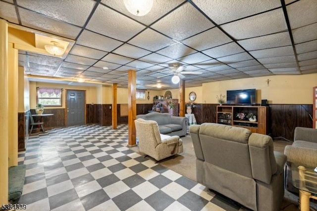 87 S Ridgedale Ave, East Hanover Twp, NJ 07936 - community lobby with wainscoting, wooden walls, and a drop ceiling
