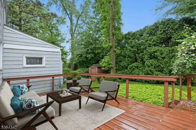 203 Beech St, Cranford Twp, NJ 07016 - wooden deck featuring a shed and outdoor lounge area