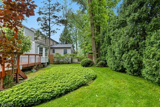 203 Beech St, Cranford Twp, NJ 07016 - view of green lawn featuring a deck
