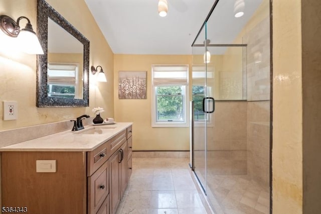 231 Woods Rd, Hillsborough Twp, NJ 08844 - full bathroom with vanity, a shower stall, and tile patterned floors